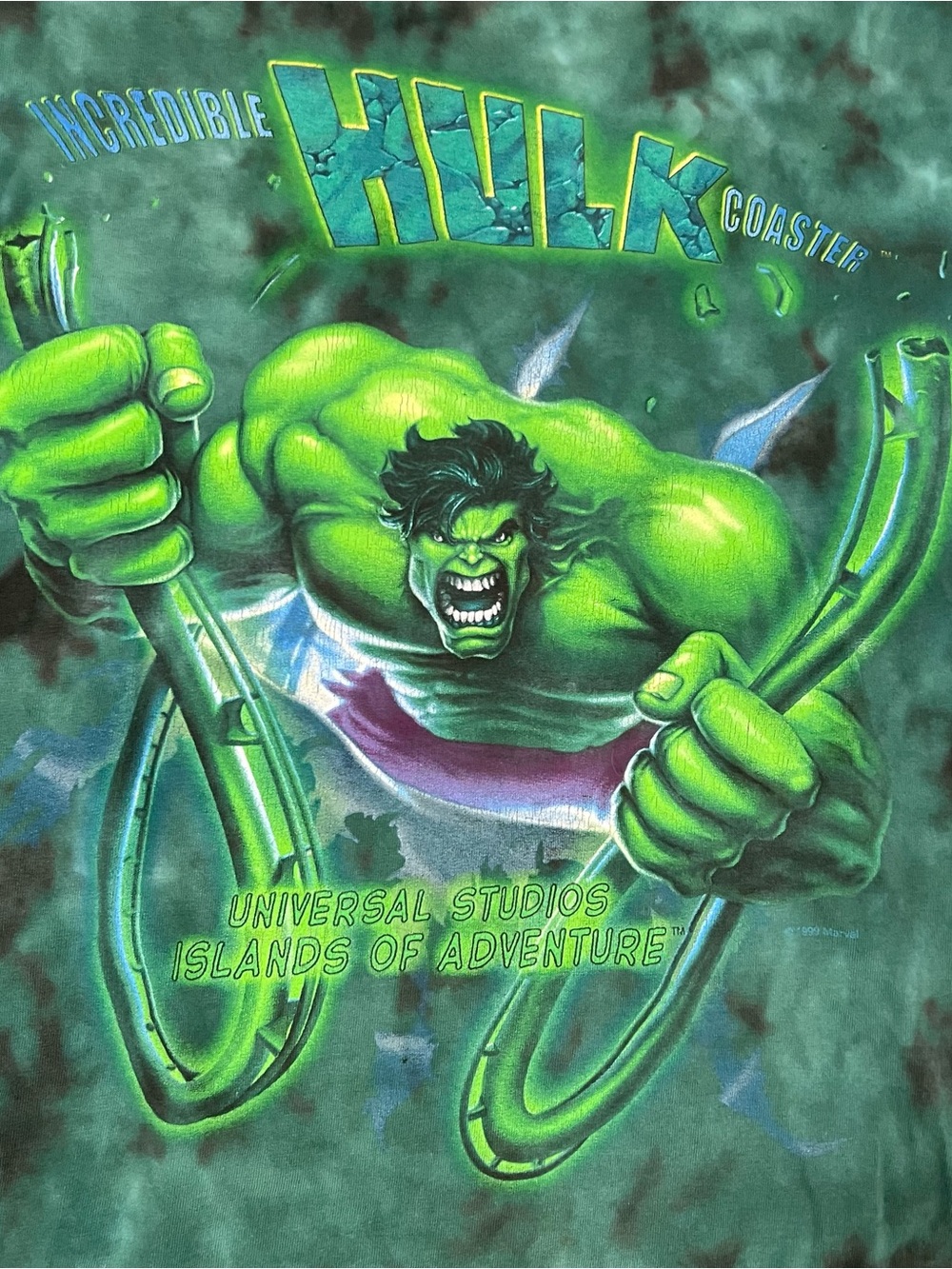Vintage Hulk AOP universal studios tye dye single stitch XL 1993